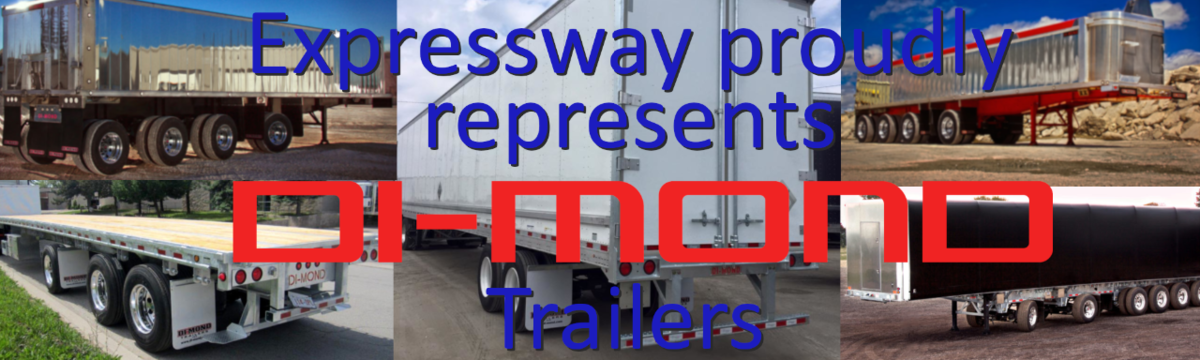 The words "Expressway proudly represents DI-MOND Trailers" over a collage of trucks